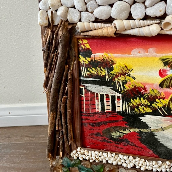 Tropical Beach Painting with Decorative Frame - Picture 5 of 14